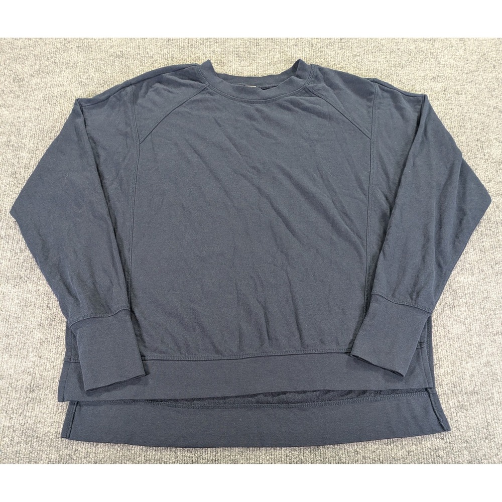 Sweaty Betty After Class Sweatshirt Navy Blue Raglan Thumbhole Pullover Medium